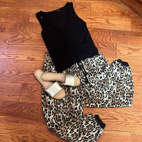 Zara Basic Women’s Leopard Print Elastic Drawstring Waistband Joggers Size S - Picture 10 of 16